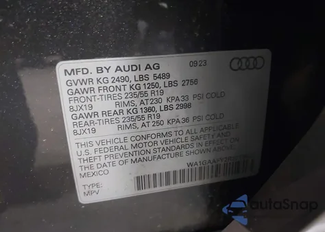 2024 Audi Q5 Premium 45 из США, поврежденный, VIN WA1GAAFY2R2019935